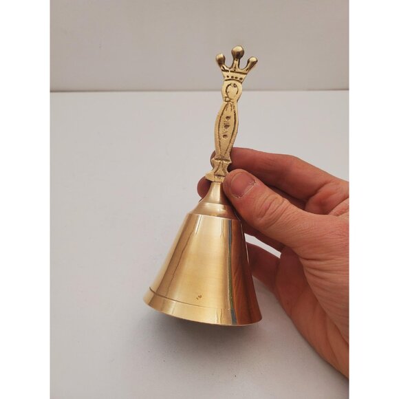 Vintage Brass Hand Bell - Handheld Solid Brass Bell with Charming Tone - Home - Picture 3 of 10